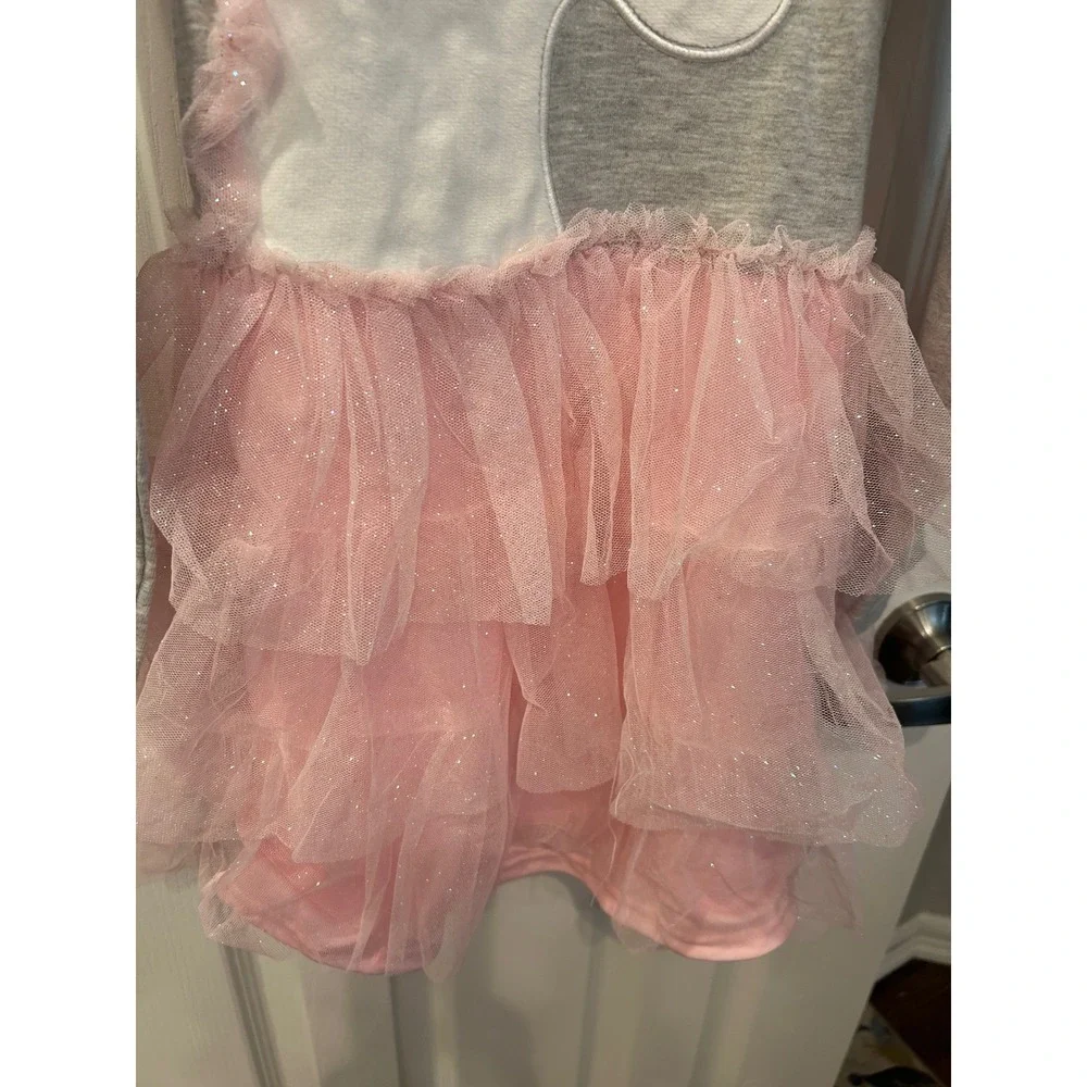 Dollie &‎ Me Girls Gray Pink Unicorn Tulle Tutu Dress Long Sleeve Size 14 k7000